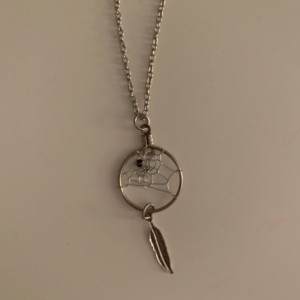 Silver dream catcher necklace